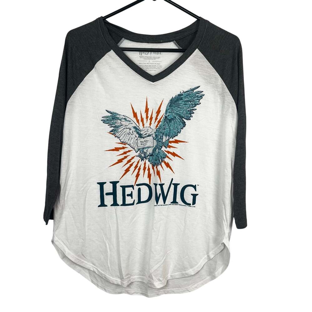 Harry Potter Hedwig Women's Large Baseball Tee Tshirt Owl Wizard